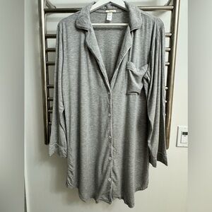 Eberjey Soft Sleep Shirt Gray with Pink Trim Size S